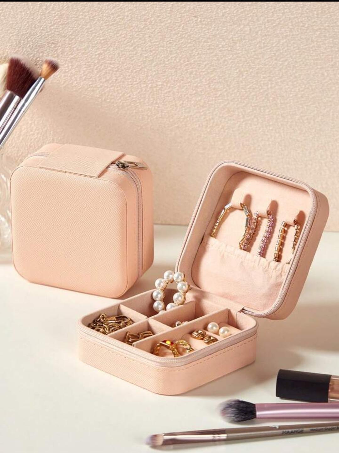 Stylish Pink Faux Leather Jewellery Box - 1 Pc